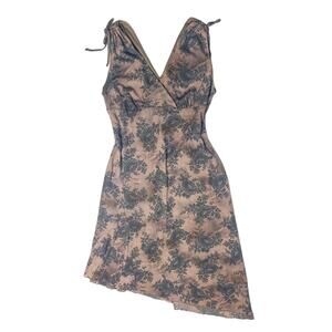 Vintage Fairycore Y2k Earthy Fairy Grunge Midi Asymmetrical Slip Dress Floral